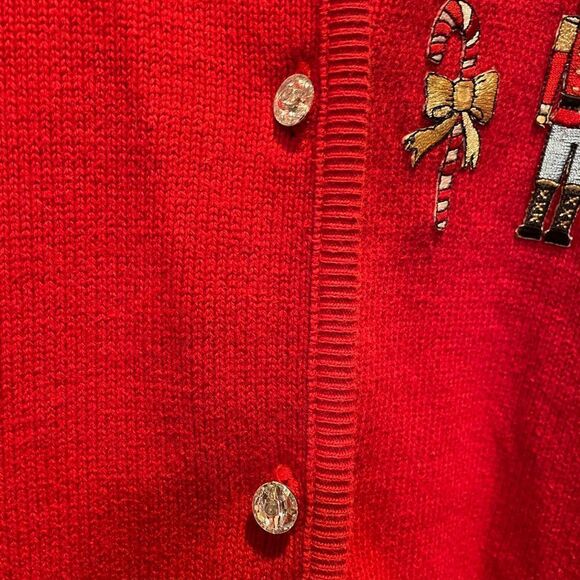 Tia Nutcracker Jeweled Buttons Knit Vintage Sweater Large - Picture 3 of 15